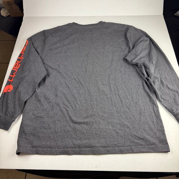 Carhartt Shirt Mens XL Gray Loose Fit Large Spellout Long Sleeve Casual Workwear - Picture 2 of 5